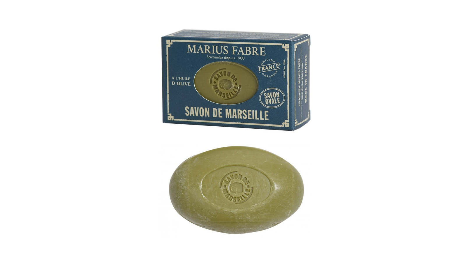 Green Marseille olive oil soap NATURE 150g in its box